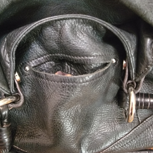 B. Makowsky Black leather satchel shoulder bag - Picture 7 of 8